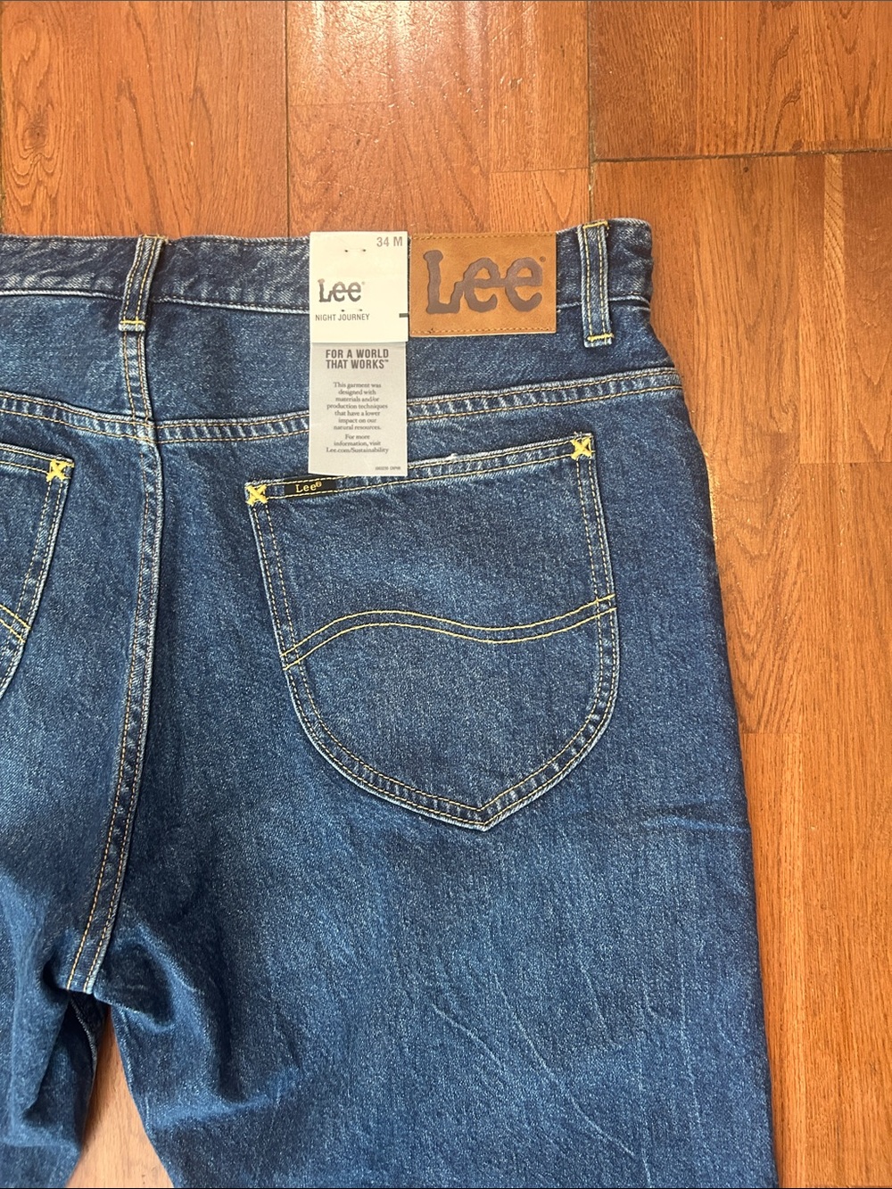 Lee Slim Straight Rider Jeans in Night Wash Dark Blue 34 - Picture 8 of 9